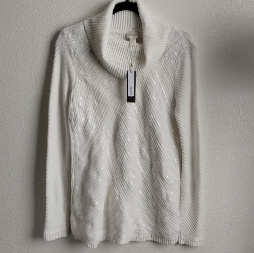 Chico's White Cowl Neck Sweater